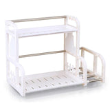 2 Layers Storage Rack Kitchen Shelf Seasoning Cans Shelf Condiment Bottle Pepper Shakers Storage Rack Knife Fork Holder Organize